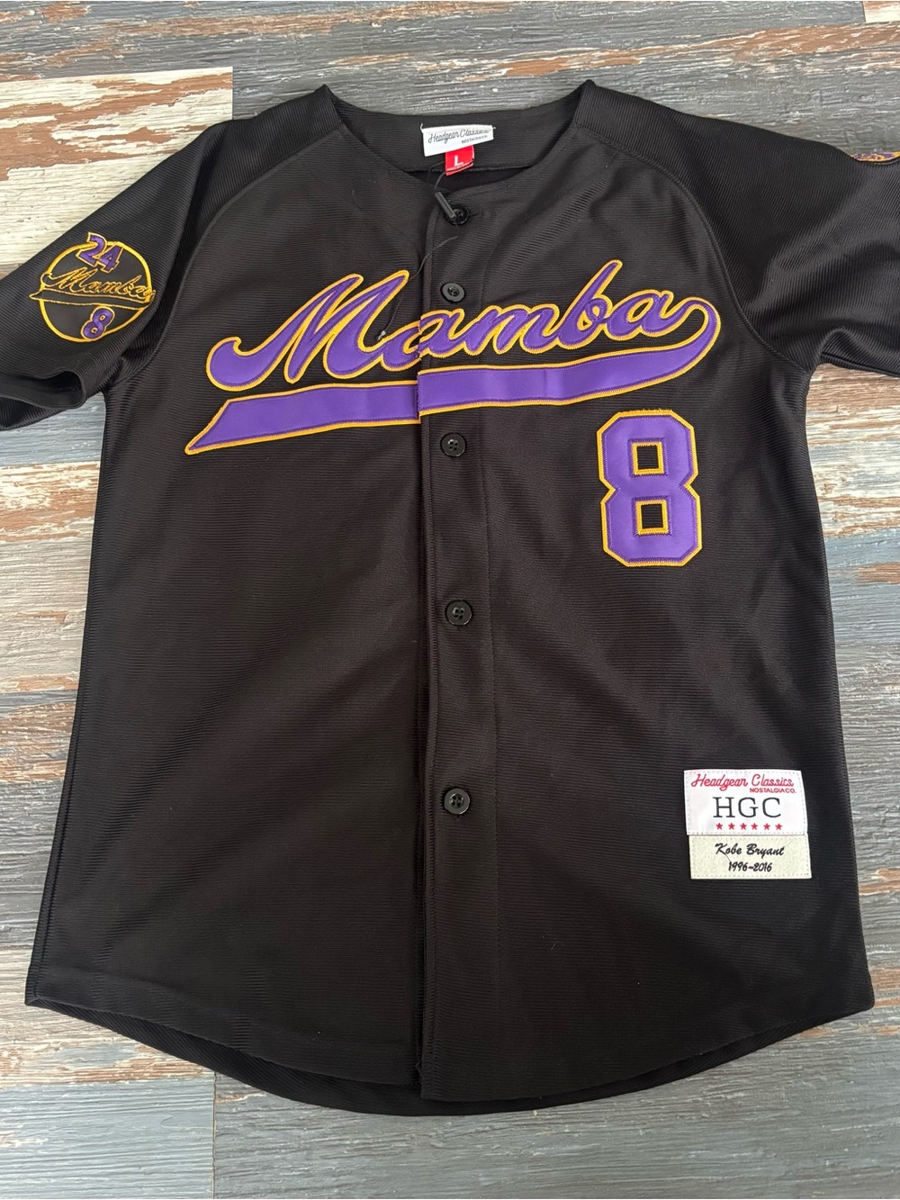 NWOT Headgear KOBE BRYANT BLACK MAMBA #24 Baseball Jersey #8 size L
